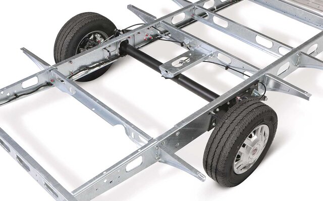HYMER motorhome lightweight frame chassis with independent wheel suspension