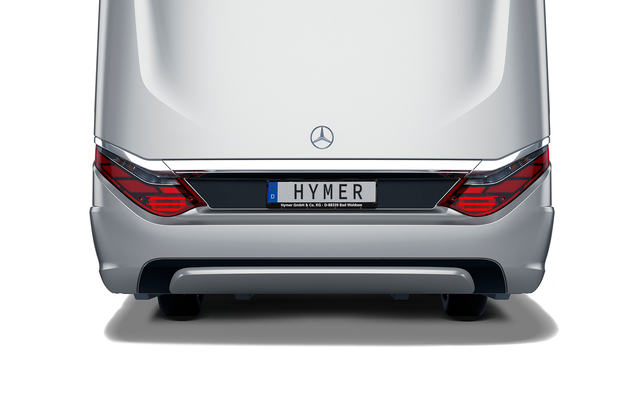 HYMER motorhome on Mercedes chassis with striking rear design