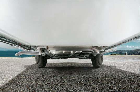 Consistently flat underbody in the HYMER motorhome