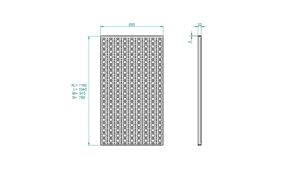 Base plate storage space system size S