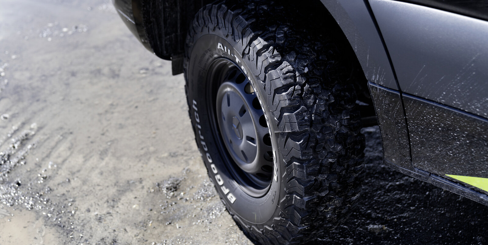 Studded tires from the Mercedes Sprinter HYMER Grand Canyon S CrossOver